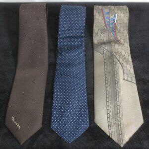 Like New Lot of 3 Neckties Vintage Brown Blue Tan Micro Dot Mixed Brands OSM